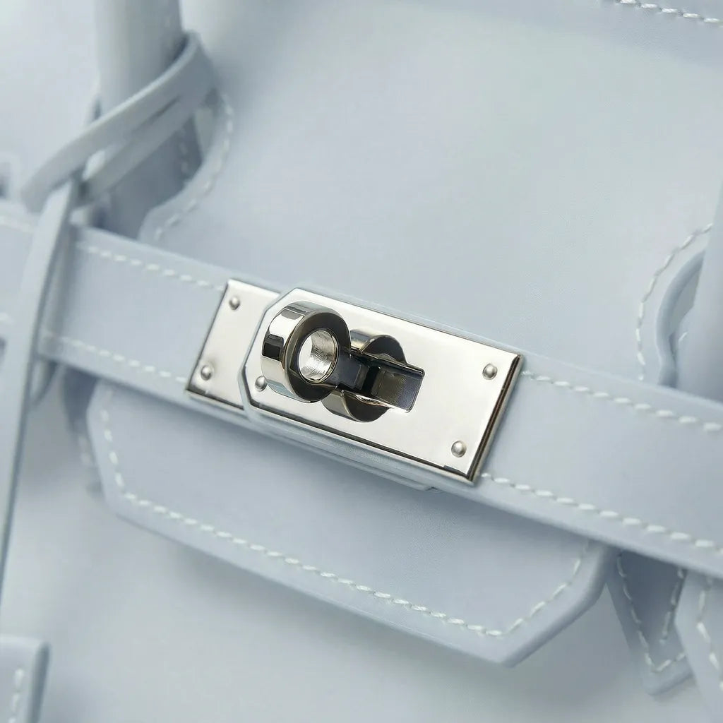 Ice Blue Jelly Tote Bag – Clear Aesthetic Y2K Handbag