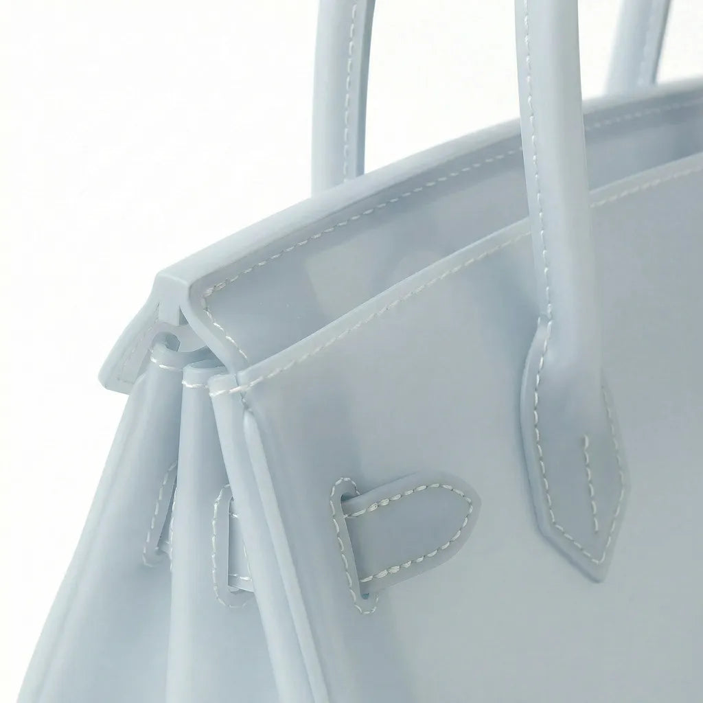 Ice Blue Jelly Tote Bag – Clear Aesthetic Y2K Handbag