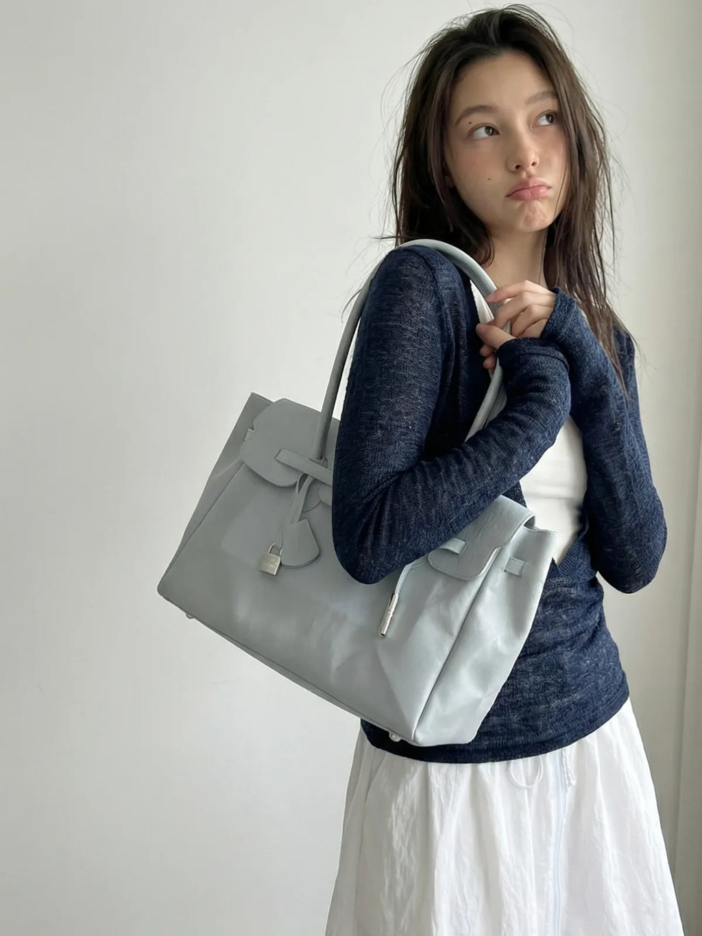 Ice Blue Jelly Tote Bag – Clear Aesthetic Y2K Handbag